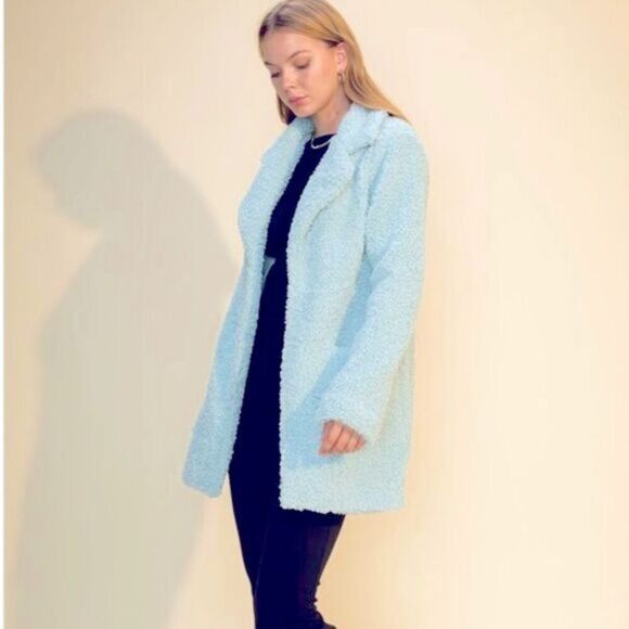 Light Blue Teddy Coat - Picture 1 of 7